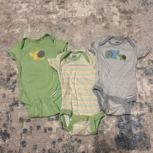 Gerber Baby One Piece Set - Green, Striped, Gray
